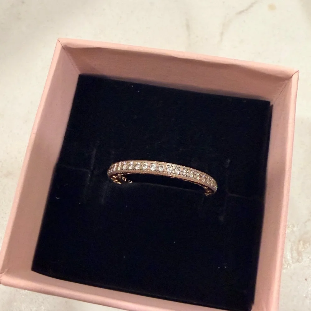 Pandora Rose SZ 7 Gold and Diamond Women's Ring